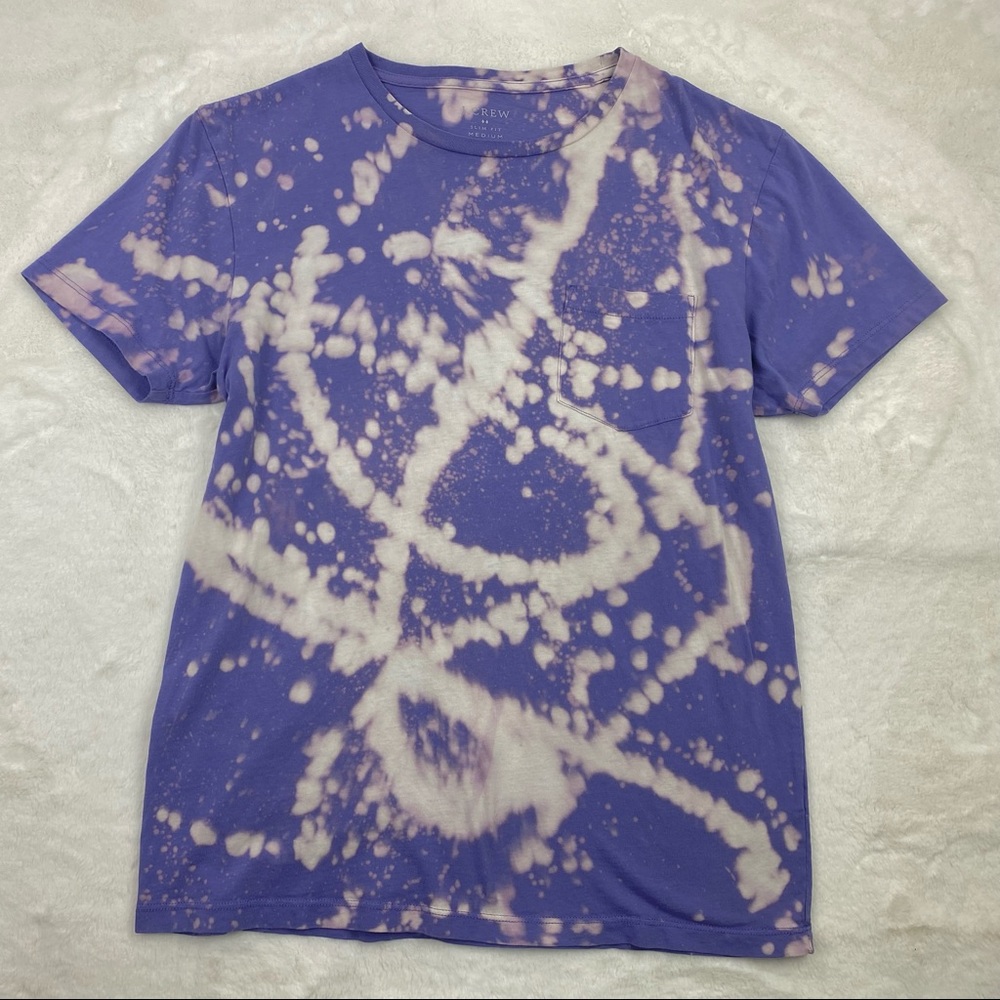 J Crew Men's Tee Medium Slim Fit Pocket Purple Bleach Custom Washed Jersey
